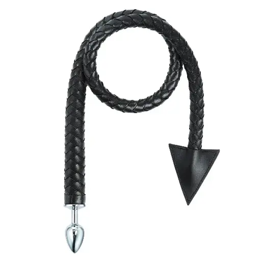 [292402031] Fouet tressé + Plug anal - Diable 